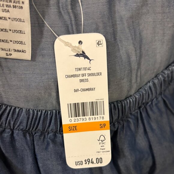 Tommy Bahama Womens Chambray Off-Shoulder Dress Blue Size S Petite - Picture 7 of 8